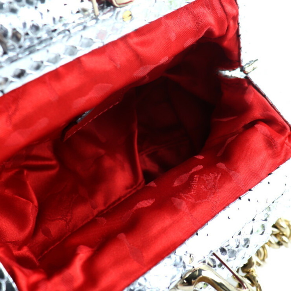 Christian Louboutin Handbag Python Leather Silver - image 8